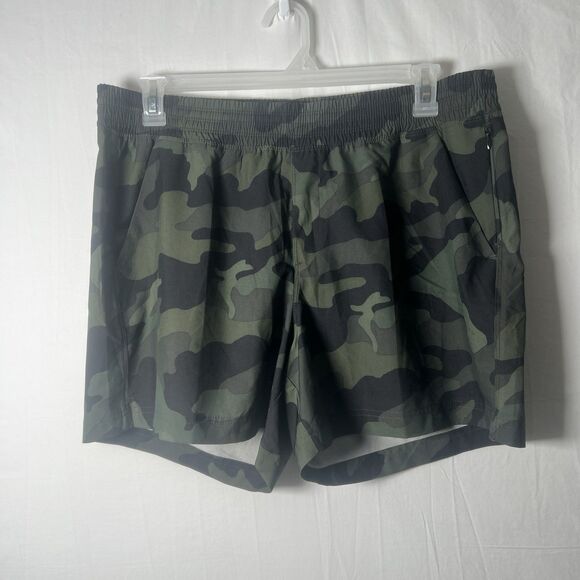 Old Navy Stretchtech Dry Quick Performance Camo Print Green Athletic Shorts L - Picture 1 of 5